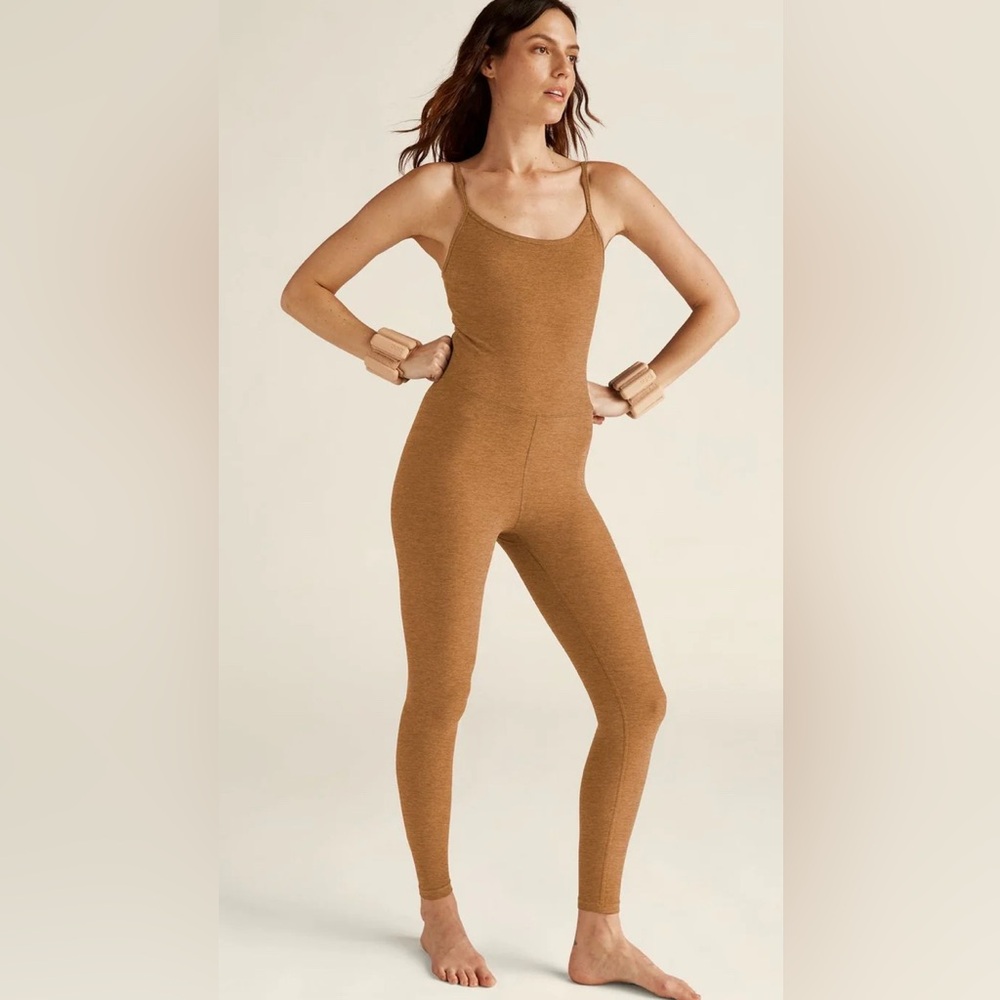 BEYOND YOGA Spacedye Uplevel Midi Jumpsuit SIZE M COLOR: Toffee